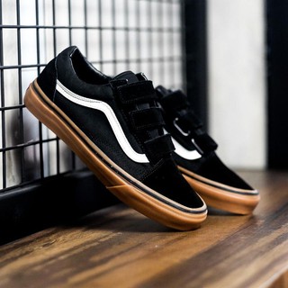 VANS ราคาพิเศษ!!!! Oldskool Velcro แจกันหมากรุกสีดําสไตล์คลาสสิก