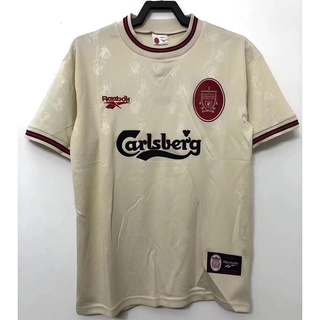 เสื้อกีฬาแขนสั้น ลายทีมชาติฟุตบอล Liverpool 96 97 ชุดเยือน สไตล์วินเทจ เรโทร สําหรับผู้ชาย