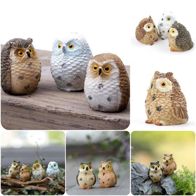 (พร้อมส่งในไทย) ตุ๊กตาเรซิ่นตัวจิ๋ว แต่งสวน แต่งบ้าน ตุ๊กตาเรซิ่นนกฮูก