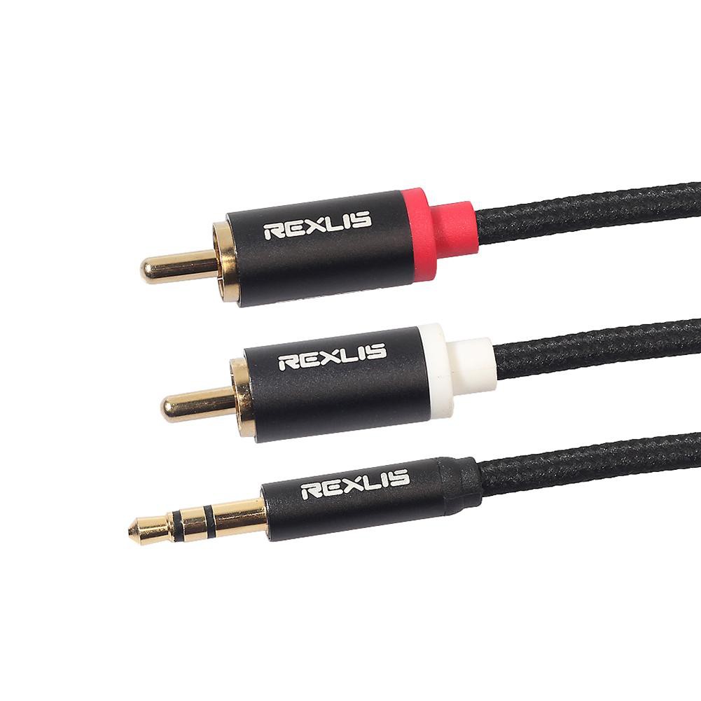 3.5mm Jack Male to 2 RCA Cotton Braided Aux Cable for Home Theater Speaker Jack Male Speaker #7