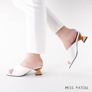 สีขาว MISS PATOU (1P05002) รองเท้าส้นสูงสวมง่าย