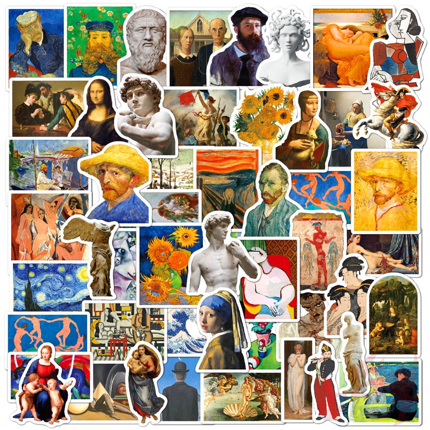 52Pcs/Set ❉ Famous Paintings & Celebrity Series 02 Van Gogh Mona Lisa Oil Painting Art สติ๊กเกอร์ ❉ 
