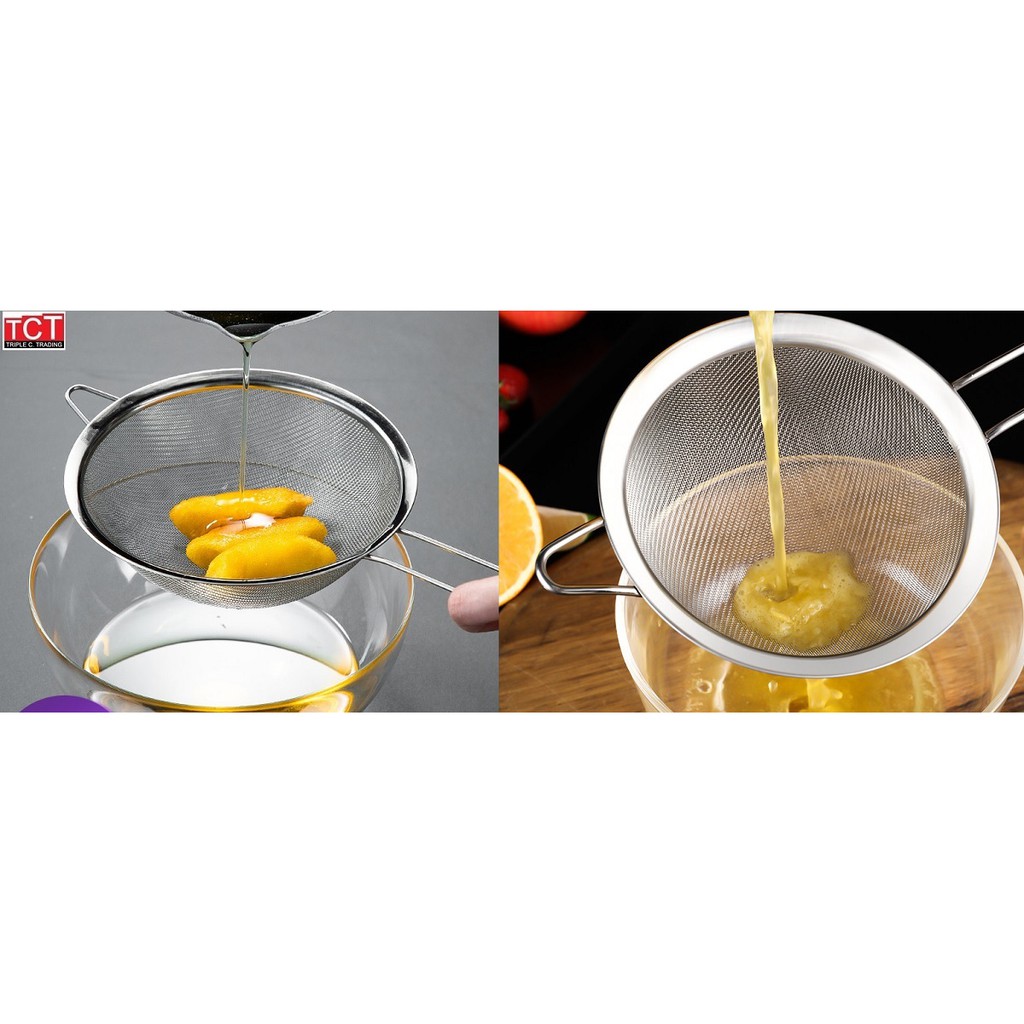 กระชอนตาถี่ กระชอนสแตนเลส กรองน้ำมัน ร่อนแป้ง กรองเก๊กฮวย กรองค็อคเทล ขนาด 6.5/10/16/20/22/24 ซม. Mesh Strainers - รูปที่ 5