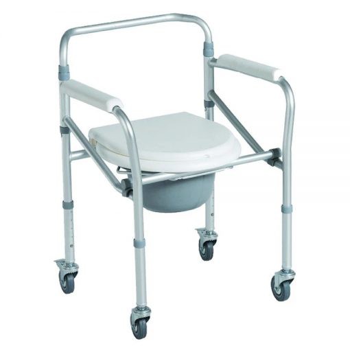 เก้าอี้นั่งถ่ายมีล้อพับได้ (สีขาว) (CA615L) มีสินค้าพร้อมส่ง