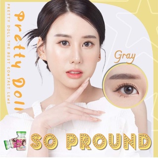 คอนแทคเลนส์ รุ่น mini SO PROUND ยี่ห้อ Pretty doll รุ่นใหม่ มีสีเทา ตาล สายตาปกติ