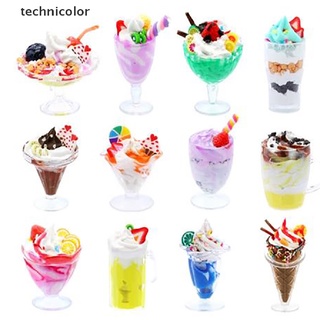 [technicolor] ใหม่ ถ้วยพลาสติก รูปไอศกรีม ซันเดีย ขนาดเล็ก DIY ของเล่นสําหรับเด็ก 12 ชิ้น ต่อชุด