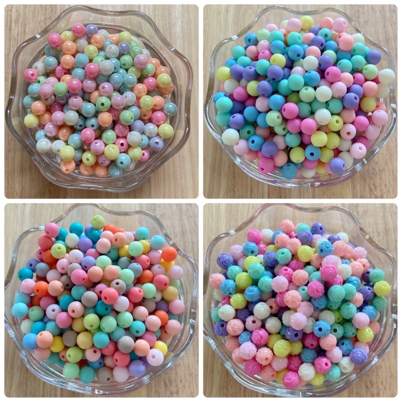 ลูกปัดกลมหลายโทนสี 6 มิล (K003) ลูกปัดตกแต่งdiy ลูกปัดพาสเทล