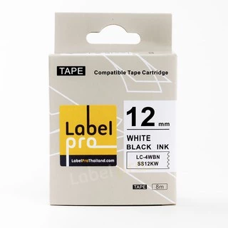 Epson เทปพิมพ์อักษร ฉลาก เทียบเท่า Label Pro LK-4WBN\ (LC-4WBN) 12 มม. พื้นขาว-อักษรดำ