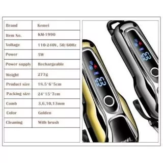 Kemei ของแท้ ปัตตาเลี่ยนตัดผมไร้สาย หน้าจอ LCD ลิเธี่ยมแบตเตอรี่ แบตเตอร์เลี่ยน ที่ตัดผม km-1990