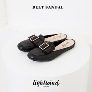 Windy Belt Sandal รองเท้าเปิดส้น หัวเข็มขัด สีดำ