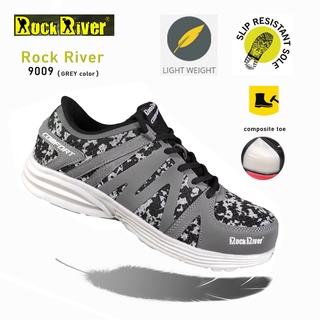 ! โปรโมชั่น ราคา 790 บาท ถึง 15/8/65 ! รองเท้าเซฟตี้ผ้าใบหัว composite ทรงสปอร์ต Rock River 9009 (grey color)