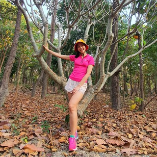 เสื้อวิ่ง Happy Running Zip Neck Training Short sleeve &gt;&gt; Hot pink