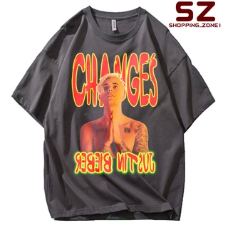 เสื้อยืดผ้าฝ้าย เสื้อยืดแขนสั้น พิมพ์ลาย Justin BIEBER CHANGES TOUR VINTAGE