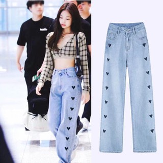 Best Women's Autumn and Winter Straight Loose High Waist Slimming Light Blue Retro Wide-Leg Pants