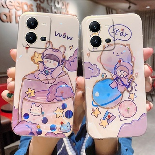 พร้อมส่ง ใหม่ เคสโทรศัพท์มือถือแบบนิ่ม กันกระแทก ลายการ์ตูนเด็กผู้หญิงน่ารัก ประดับพลอยเทียม ระยิบระยับ หรูหรา สําหรับ VIVO V25 5G V25e Y16 Y22 Y22S V25 V25e 2022