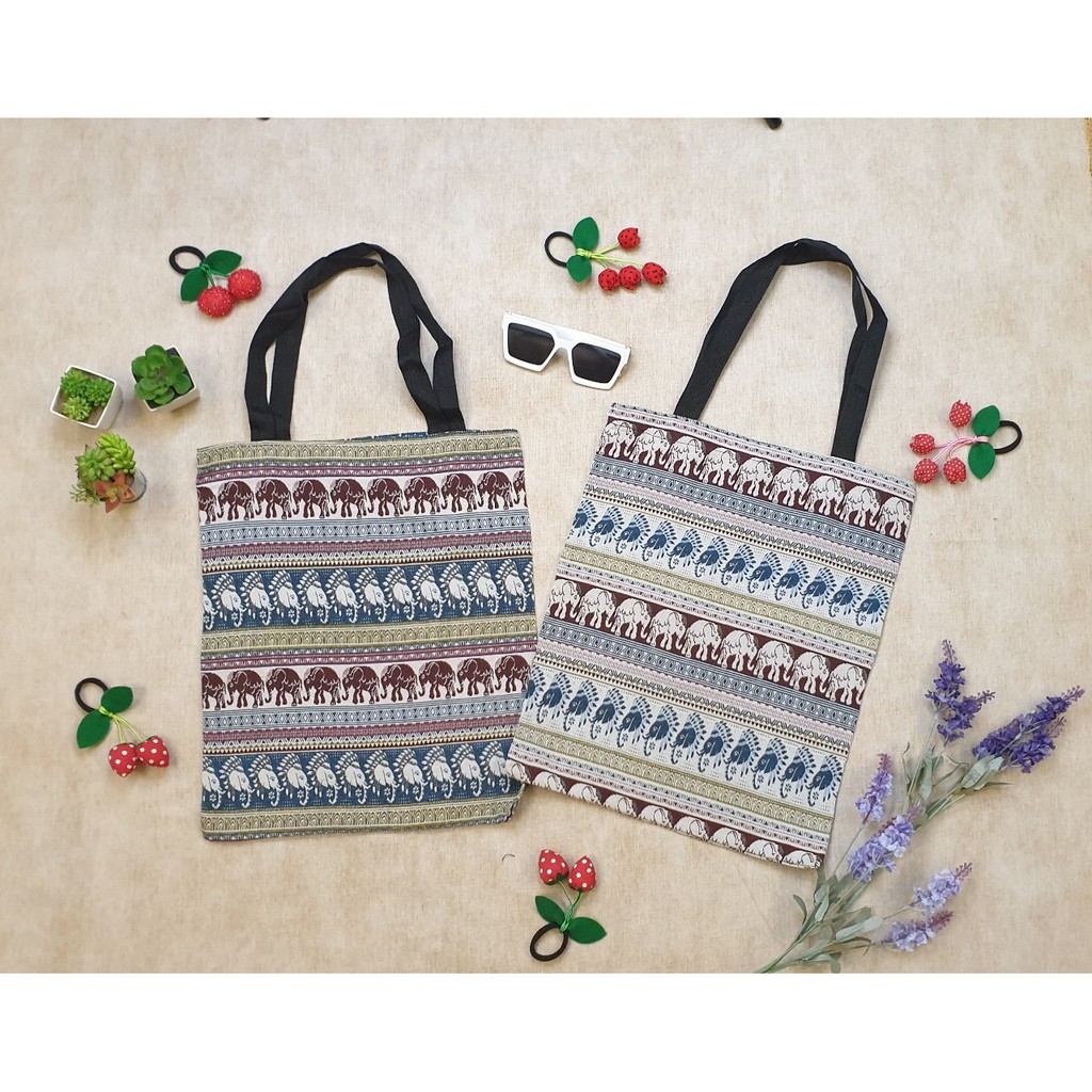 กระเป๋าผ้าทอ ลดโลกร้อน กระเป๋าสะพายข้าง กระเป๋าผ้าทอลาย ช้าง นกฮูก กราฟิก ของฝาก ของชำร่วย พร้อมส่ง มีราคาส่ง ถูกๆ