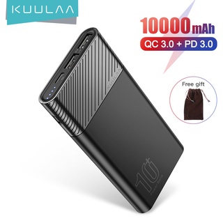 【Free gift】KUULAA 10000mAh 18W Real Flash Power Bank Fast Full Charge รองรับ QC PD3 Two-Way Fast Charge สำหรับ iPhone 11 Pro Xs Max X Ultra Thin จอแสดงผล LED แบบพกพาสำหรับ Huawei Samsung