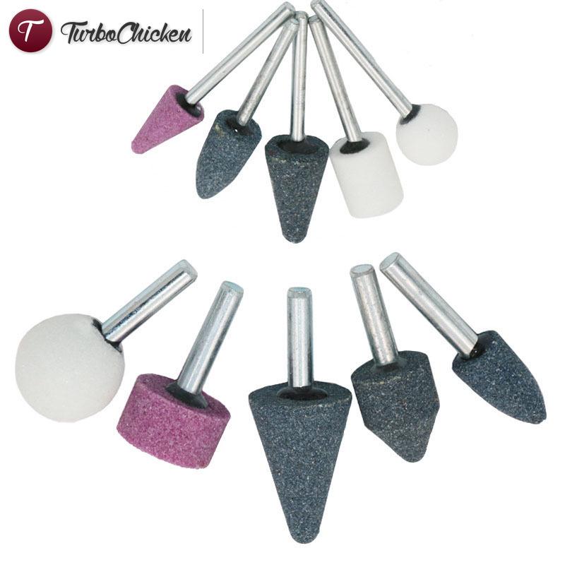 T⋄ 10 Pcs/Set Abrasive Polish Mounted Stone Set Grinding Burr Wheel Shank Grinder Tools