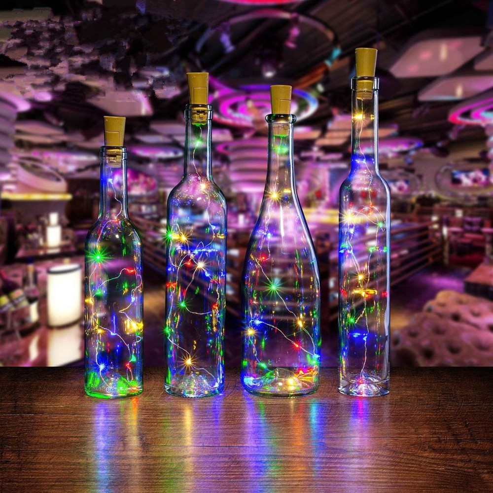 2M 20LEDs ขวดไวน์สีสันสดใส Cork รูปร่างไฟ Night Fairy String Light โคมไฟไฟคริสต์มาสตกแต่ง 2026 ของขวัญปีใหม่ - รูปที่ 2