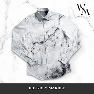 เสื้อเชิ้ตแขนยาวลายหินอ่อน(สีไอซ์เกรย์):Ice Grey Marble Shirt (Long-sleeved)