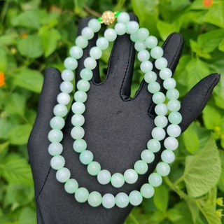 สร้อยคอหยกแท้ Jadeite Type A ขนาด 9.5 มิล (G1)