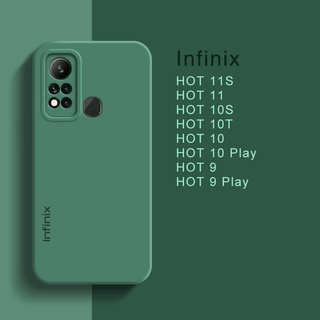 Solid Color Soft Camera Case Infinix HOT 10 Play 11S 11 9 10T 10S Original Liquid Silicone Cover