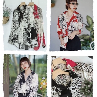🦋Maybe🦋เสื้อเชิ้ตลายเสือวินเทจ สไตล์เกาหลี🐯เสือเกาหลีสุดปัง ลายเก๋ไม่ซ้ำ!!
