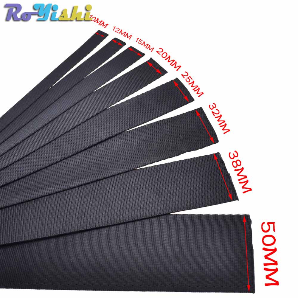 1 หลาโพลีเอสเตอร์ Fibre Webbing Ribbon Band สายรัดเทปปลอกคอสุนัข Harness กระเป๋าเป้สะพายหลังกลางแจ้งกระเป๋าอะไหล่สีดํา