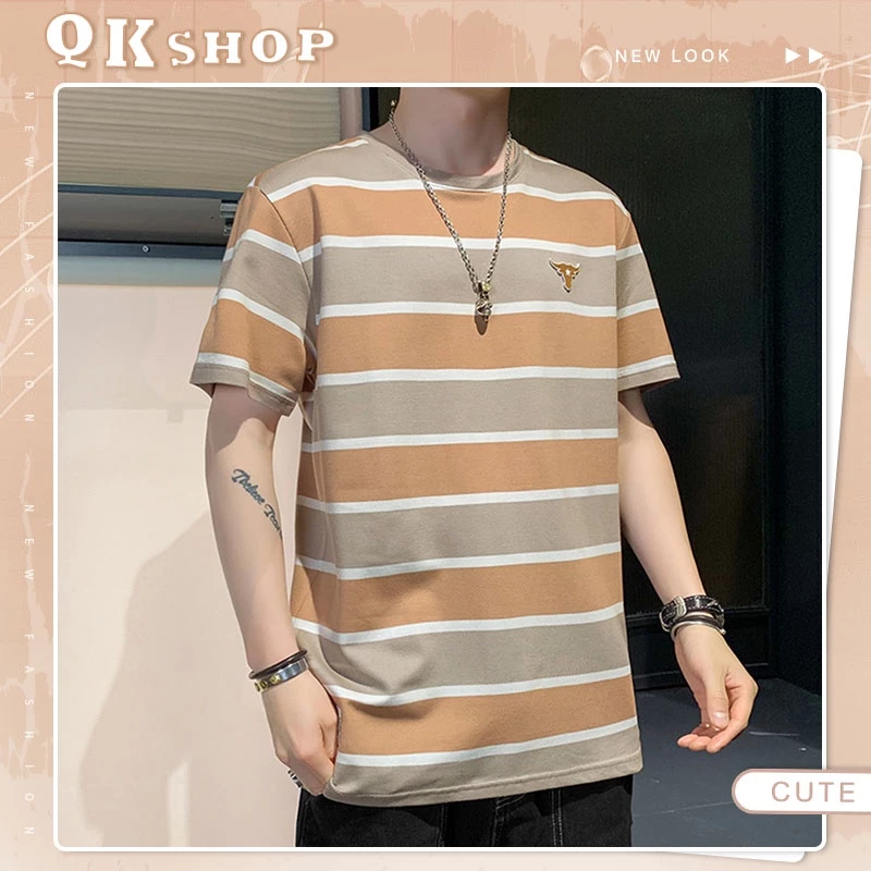 QKshop เสื้อยืดผ้ากีฬา🌙คอกลมลายทางสุดสวยไม่ธรรมดา🌎ใส่ยังไงให้โลกรู้โลกจำต้องนำกลับไปใส่แล้ว🔥