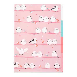 MIDORI 3 Pockets Clear Folder A4 Long-tailed Tit (D35482006) / แฟ้มใส 3 ช่อง ขนาด A4 ลายน้องนกอ้วนกลม แบรนด์ MIDORI