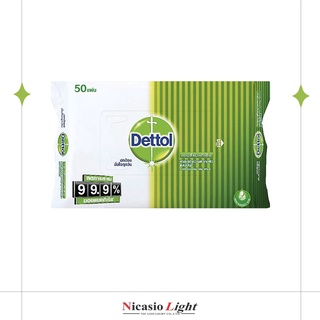 ทิชชู่เปียก ผ้าเช็ดทำความสะอาด เดทตอล Dettol แอนตี้แบคทีเรีย 50 แผ่น