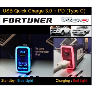 USB PD3.0+USB (60W) TOYOTA VIGO , Fortuner 2005-14