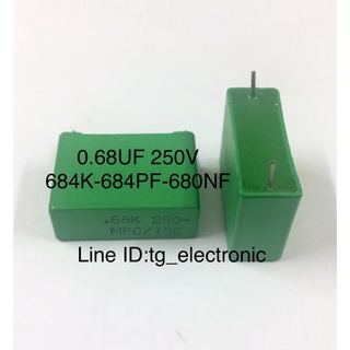 5ชิ้น 0.68UF 250V 680NF 684K 684PF ขาห่าง22mm. ยี่ห้อ MPC/TCS ของแท้ C โพลีเอสเตอร์ คาปาซิเตอร์ แบบฟิล์ม ตัวเก็บประจุ