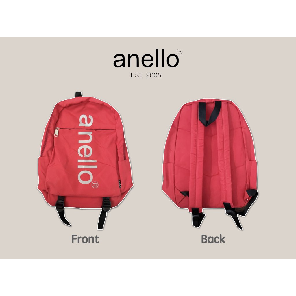 กระเป๋าเป้ Anello Red Fabric Backpack ของแท้