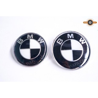 โลโก้ BMW ติดหน้า82MM หลัง74MMขาวดำ