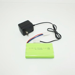 แบตเตอรี่ 9.6V 3500mAh แจ็คขาว สายสามเส้น + อแดปเตอร์