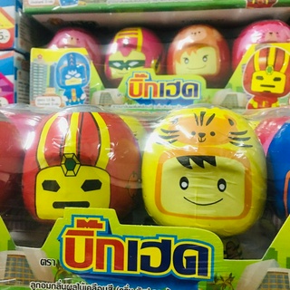 บิ๊กเฮด  ขนมลูกอมกลิ่นผลไม้ พร้อมของเล่น ตุ๊กตา คละแบบ   ตุ๊กตาหัวโต  แพ็ค12ชิ้น ของเล่นเด็ก