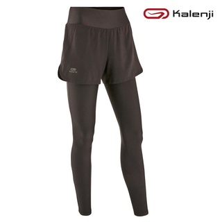 KALENJI กางเกงเลกกิ้งพร้อมกางเกงขาสั้นในตัว 2-In-1 รุ่น RUN DRY (สีดำ)