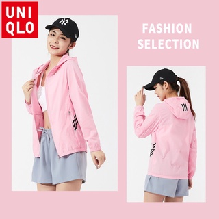 Uniqlo เสื้อแจ็กเก็ตกันแดด ป้องกันรังสีอัลตราไวโอเลต ระบายอากาศ แบบแห้งเร็ว สําหรับผู้หญิง