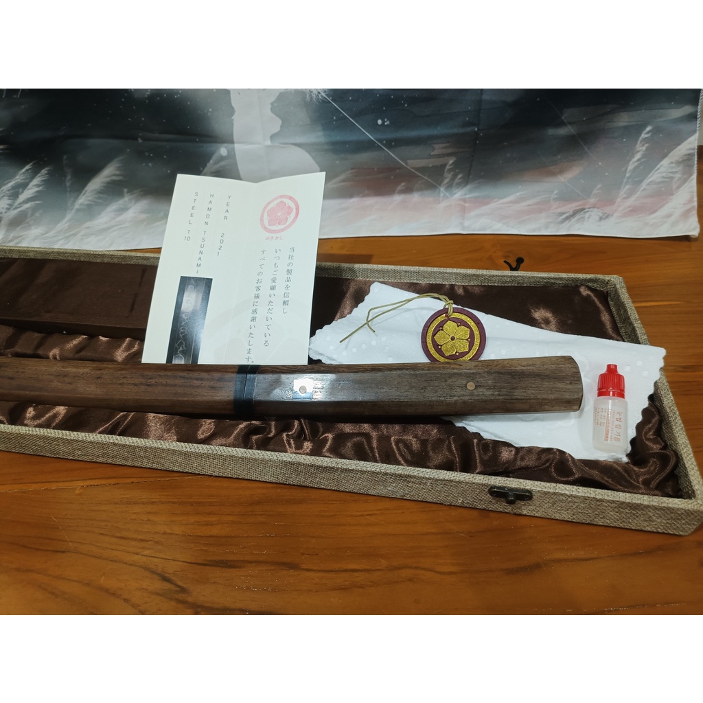 ดาบซามูไร ชิราซายะ ทรงหกเหลี่ยม T10 ฮาม่อนแท้ลายคลื่น Tsunami