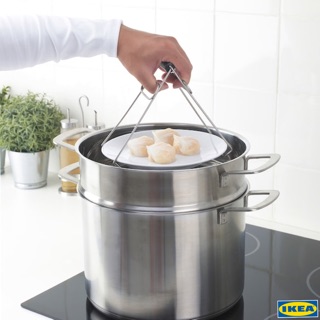 🔥พร้อมส่ง🔥IKEA_STENBIT สเตียนบิต ที่คีบจานร้อน มือจับพลาสติกกันความร้อน สแตนเลส ทนทาน พับเก็บได้