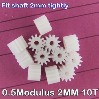 10PCS Plastic Spindle Motor Gear 102A 0.5 Modulus 2MM T=10 10 Teeth Micro Mini DC Electric Motor Model Small Toy Car Boa