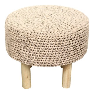 สตูล สตูลกลม FURDINI MACRAME-1 สี SAND เฟอร์นิเจอร์ห้องนั่งเล่น เฟอร์นิเจอร์และของแต่งบ้าน KNITTED STOOL FURDINI MACRAME