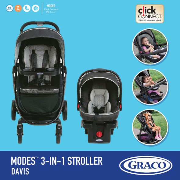 พร้อมส่ง Graco รถเข็นเด็ก คาร์ซีท เด็กแรกเกิด Car Seat Mode 3-in-1 Travel System สี Dayton รถเข็นเด็ก+คาร์ซีท มือสอง