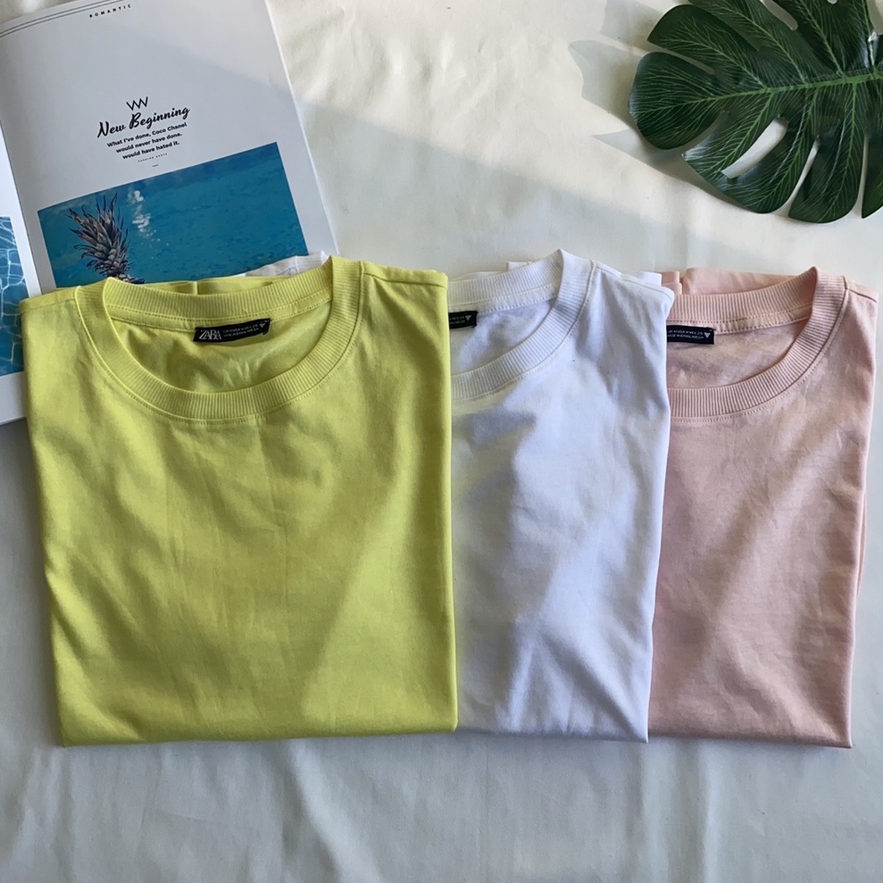 Zara Basic T-Shirt เสื้อยืดสีพื้น แท้💯%