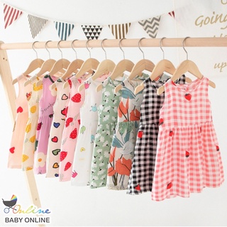 Babyonline(Y111)L4ชุดเดรสกระโปรงแขนกุดสำหรับเด็กผู้หญิง