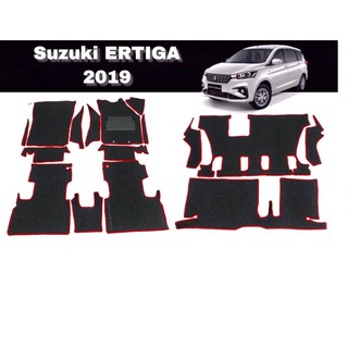พรมรถยนต์ไวนิลดักฝุ่น สำหรับ ERTIGA 2019 สีดำขอบแดง เข้ารูป เต็มคัน