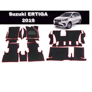 พรมรถยนต์ไวนิลดักฝุ่น สำหรับ ERTIGA 2019 สีดำขอบแดง เข้ารูป เต็มคัน