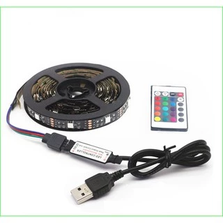 แถบไฟตกแต่ง LED RGB ชนิด USB DC5โวลต์ การตกแต่งพื้นหลังทีวีไฟแถบยืดหยุ่นพร้อมรีโมทคอนโทรลปรับ16สี