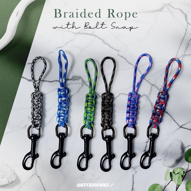 อุปกรณ์ดำน้ำ - Braided Rope with Bolt Snap - STAINLESS STEEL HOOK - ตะขอเกี่ยวอุปกรณ์